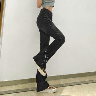 Safety Pin Accent Boot-cut Jeans
