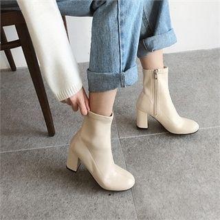 Zip-up Chunky-heel Booties