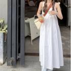 Sleeveless Plain Midi Dress White - One Size