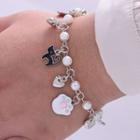 Cat Faux Pearl Alloy Bracelet Ab265 - Silver - One Size
