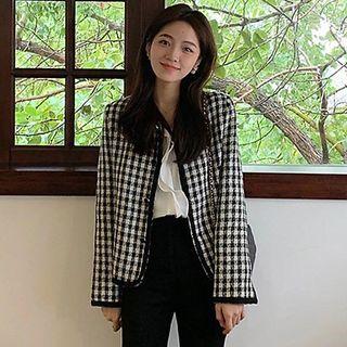 Gingham Jacket / Straight Leg Pants / Blouse / Set