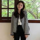 Gingham Jacket / Straight Leg Pants / Blouse / Set