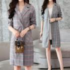 Plaid Long-sleeve Coatdress