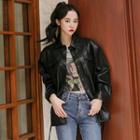 Plus Size Pleather Trucker Jacket & Sash Black - One Size