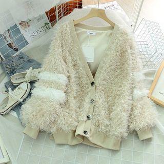 Color-block Striped Single Breasted Coat