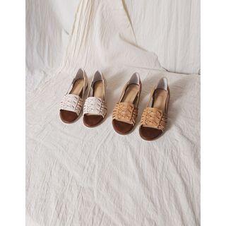 Woven-strap Wedge-heel Sandals