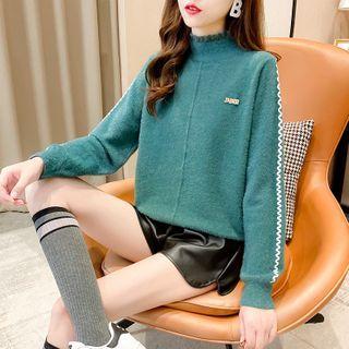 Mock-turtleneck Ruffle Trim Sweater