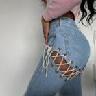 High-waist Tie-back Straight-fit Jeans