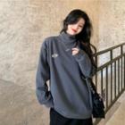 Long-sleeve Mock-neck Patch Sweatshirt