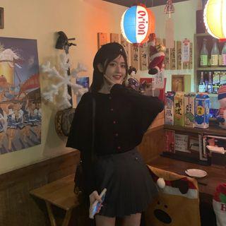 Cape Cardigan / Mini Pleated Skirt