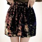 Band-waist Sequined Mini Skirt