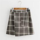 Asymmetric Plaid A-line Skirt