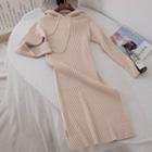 Long-sleeve Hooded Midi Knit Dress