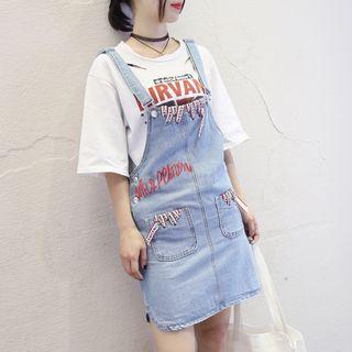 Lettering Dungaree Dress