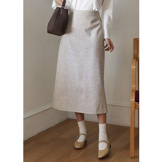 Tall Size Elasticized-waist Long Pelt Skirt