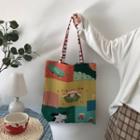 Cartoon Print Tote Bag With Brooch - Floral - One Size
