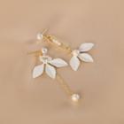 Leaf Asymmetrical Faux Pearl Alloy Dangle Earring 1 Pair - Gold - One Size