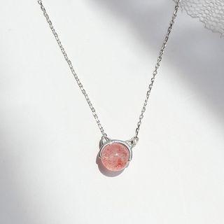 Crystal Ball Necklace Cat - Pink - One Size