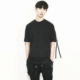 Zip-strap Seam-trim T-shirt