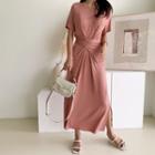 Knot-waist Long T-shirt Dress