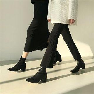 Square-toe Block-heel Booties In 2 Types