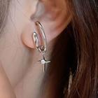 Star Drop Earring 1 Pair - Stud Earring - Silver Needle - Silver - One Size