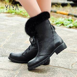 Fleece Lace Up Short Boots
