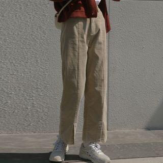 Corduroy Slit Straight Cut Pants