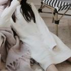 Fleece Long-sleeve Sleep Dress White - One Size