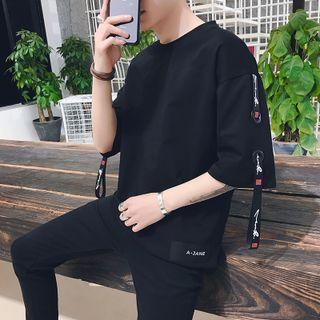 Short-sleeve Strap Accent Top