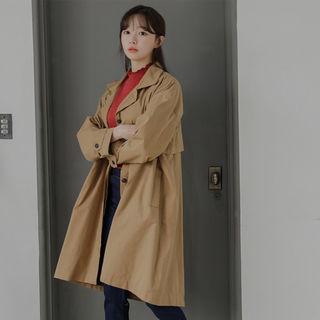 Hidden-button Cotton Mac Coat
