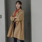 Hidden-button Cotton Mac Coat