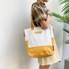 Two-tone Lettering Canvas Tote Bag