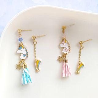 Non-matching Tassel Unicorn & Shooting Star Dangle Earring