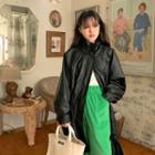 High-neck Pleather Parka