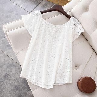 Short-sleeve Embroidered Perforated Top