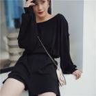 Lettering Long-sleeve Playsuit