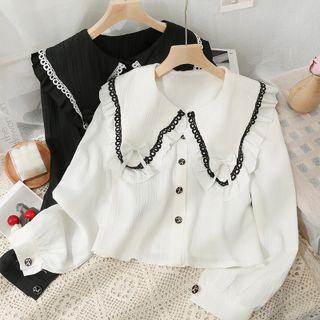 Ribbon-accent Loose Crop Shirt