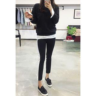 Set: Layered Hem T-shirt + Drawstring Sweatpants