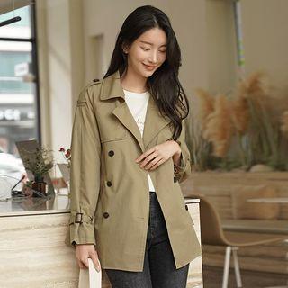 Epaulet Round-hem Trench Jacket