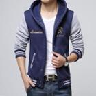 Embroidered Hooded Snap-button Jacket