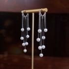 Faux Pearl Sterling Silver Fringed Earring 1 Pair - White - One Size