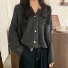 Plain Pocket-detail Long-sleeve Knit Top