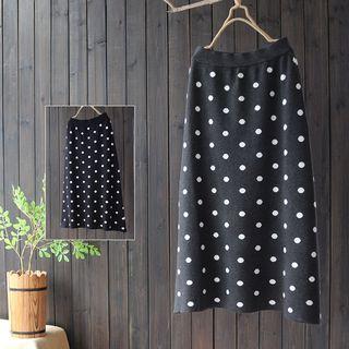 Dotted Print Knit Skirt