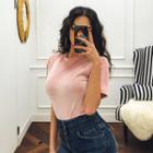Round-neck Slim-fit Velvet T-shirt