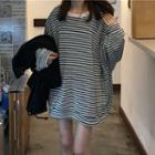 Striped Crewneck Loose-fit Pullover