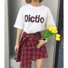 Set: Short-sleeve T-shirt + Plaid A-line Skirt