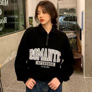 Polo Long-sleeve Zip Panel Lettering Sweatshirt