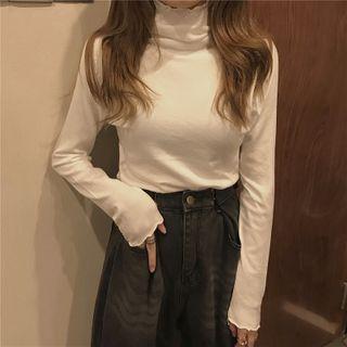 Ruffled High-neck Plain Top