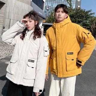 Couple Matching Hooded Zip Utility Jacket